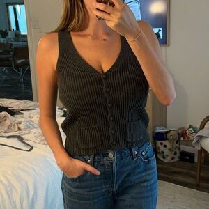 brandy melville knot dark grey vest with mini pockets
